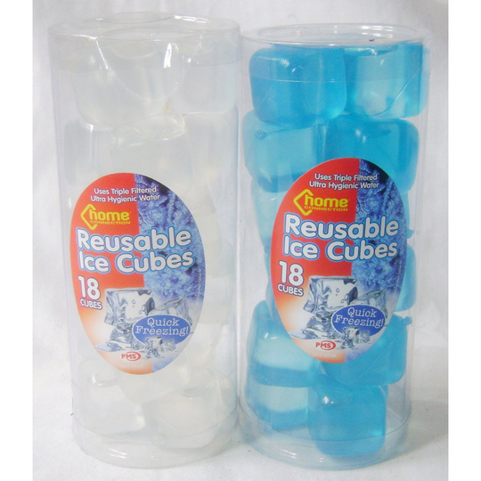 Pack Of 18 Re-usable Ice Cubes - 2 Colours Available. - Reusable Blue Quick - cubes reusable ice blue quick white 18 packs fast freeze 36 reuseable