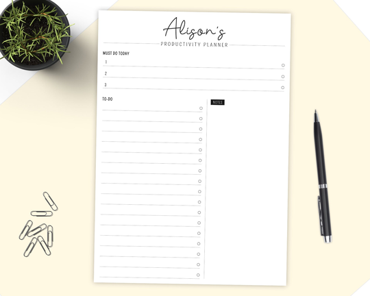 Printed Personalised Notepad, To Do List A5 A4 Desk Planner, Daily Agenda & Organiser, Productivity 25 Or 50 Sheets