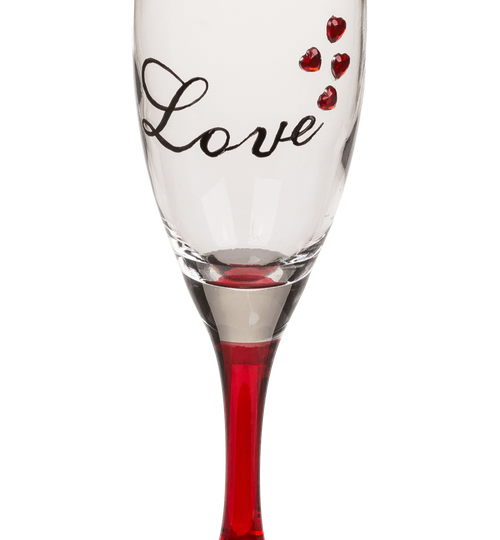Love Champagne Flute with Heart Sculpture