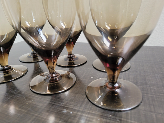 Vintage Tawny Barware Glasses/Set Of 6 1970's Highball Drinkware Stemmed Glass Vintagesouthwest 20x