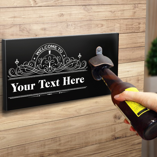 Personalised Bottle Opener Wooden Bar Sign Wall Plaque - Accessories For Home Pub Beer Gifts Him Dad Ws-Ra816 Add Your Text