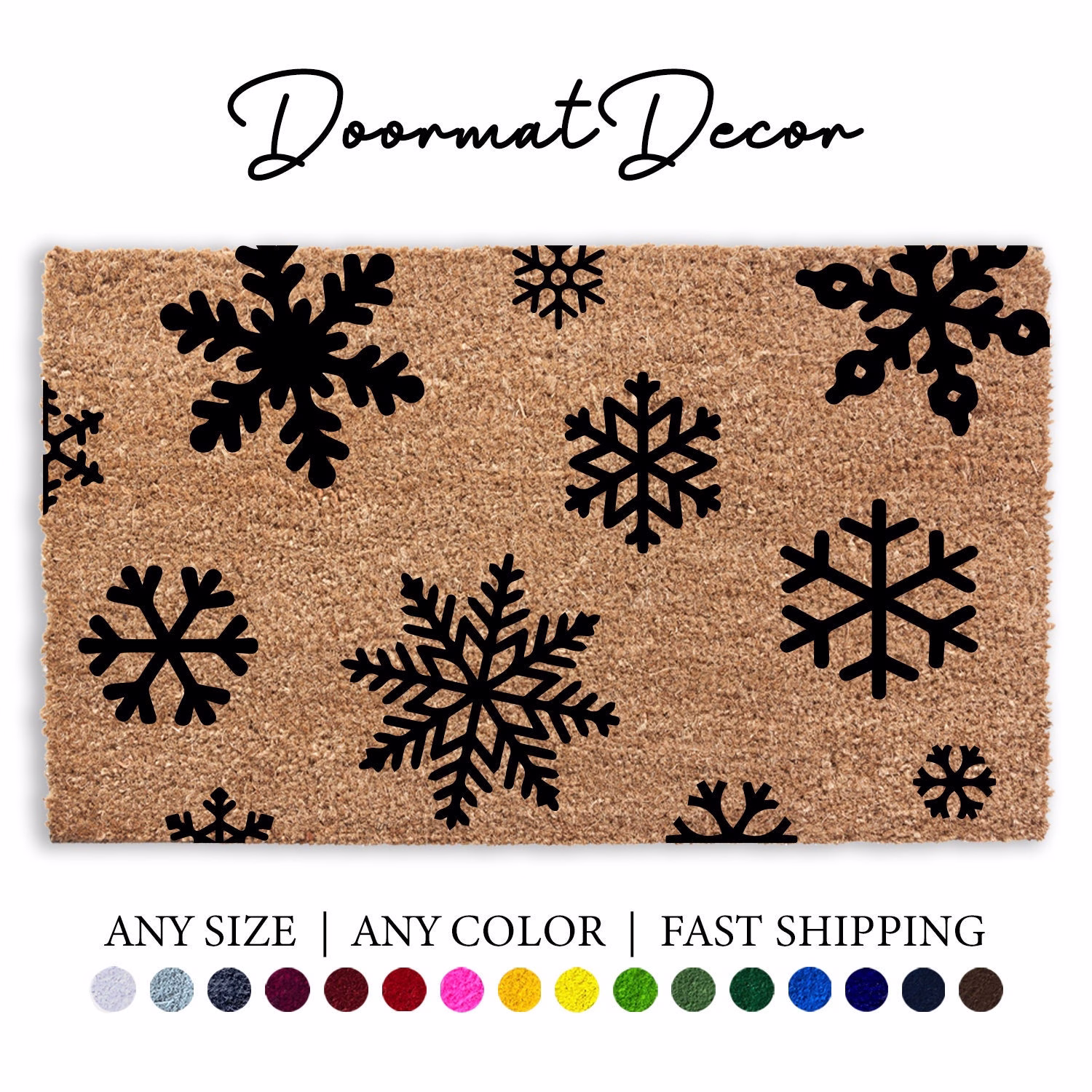 Snowflakes Doormat, Christmas Holiday Rug, Outdoor Welcome Mat, Snow Flake Door Custom Personalized Home Decor