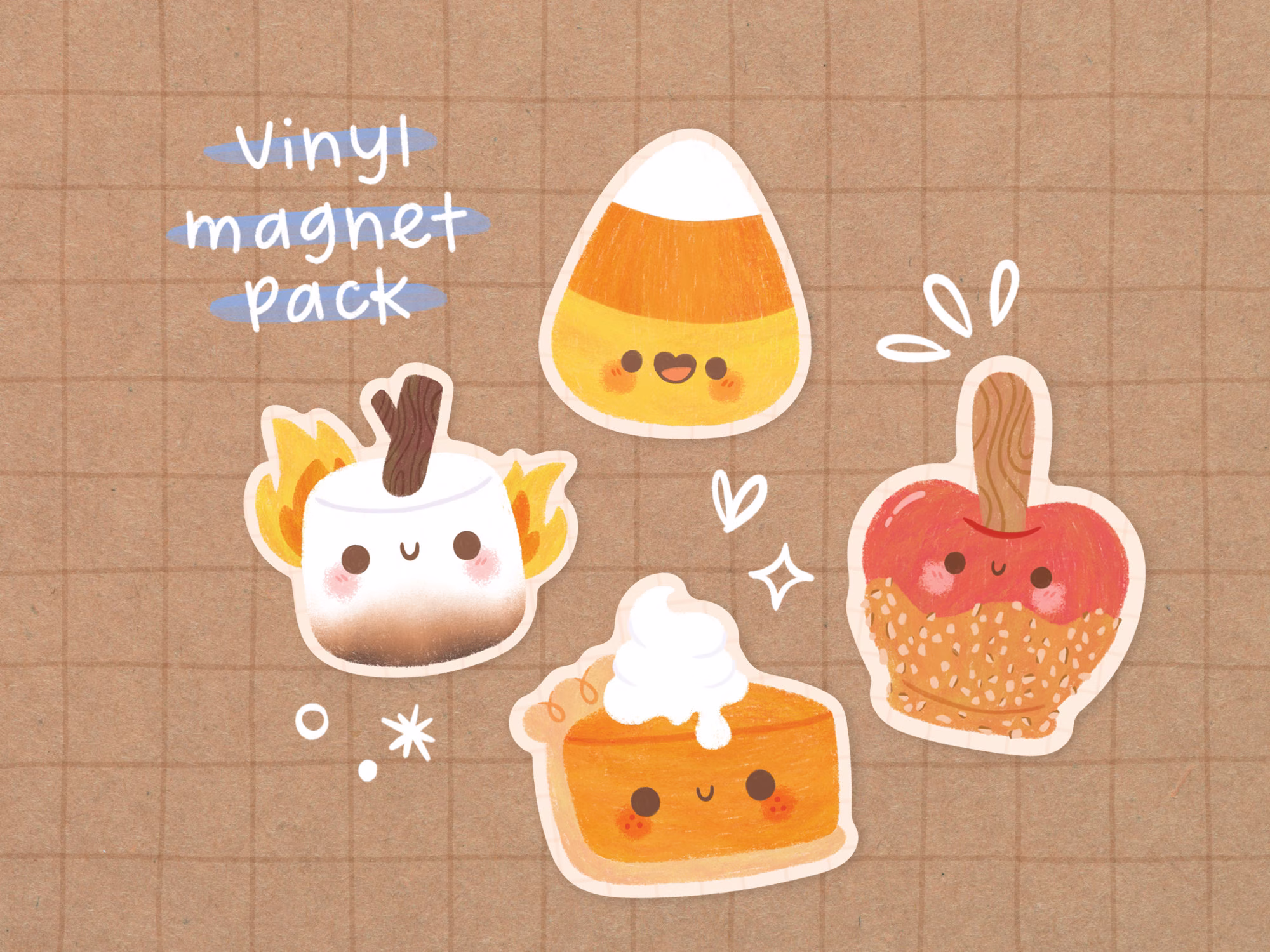 Autumn Treats Magnet Pack | Kawaii - Cute Food Fall Candy Corn Caramel Apple Pumpkin Pie