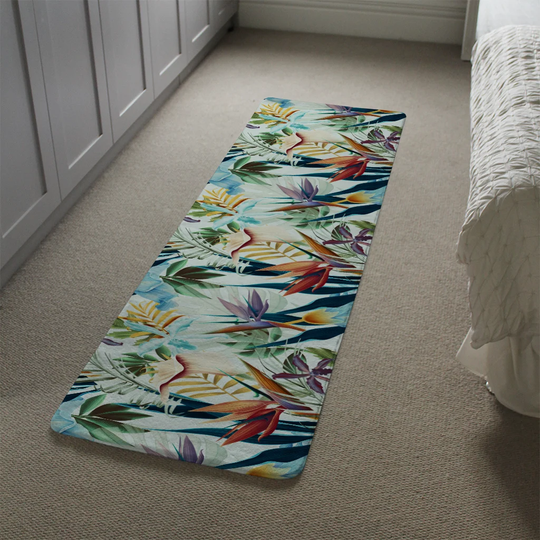 Lariviere Tropical Plants Designer Shaggy Green/Blue/Red Rug