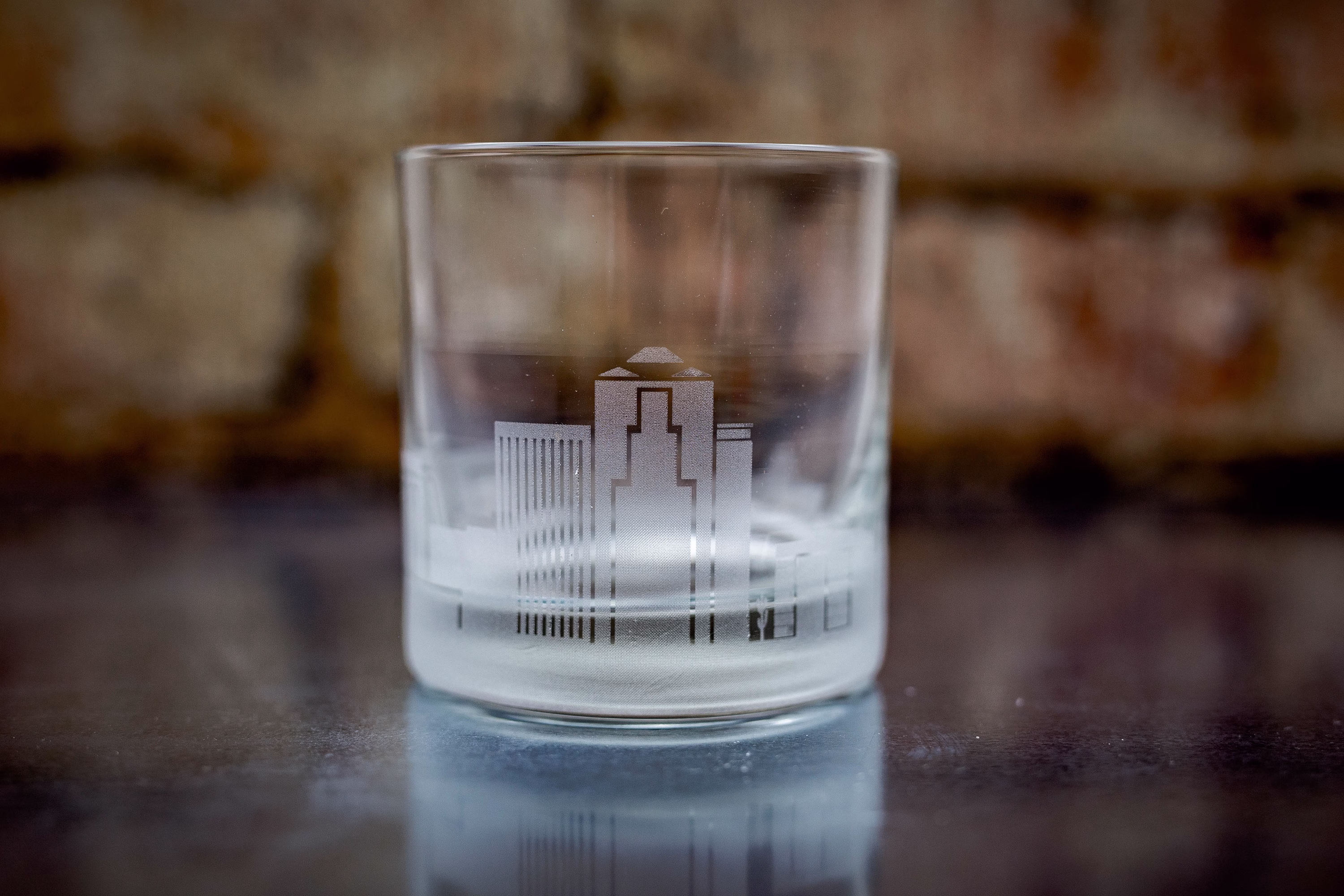 Tucson Skyline Rocks Glass - Old Fashioned Whiskey Tumbler Cocktail Glass/ Tequila Etched Gift Panoramic City Design