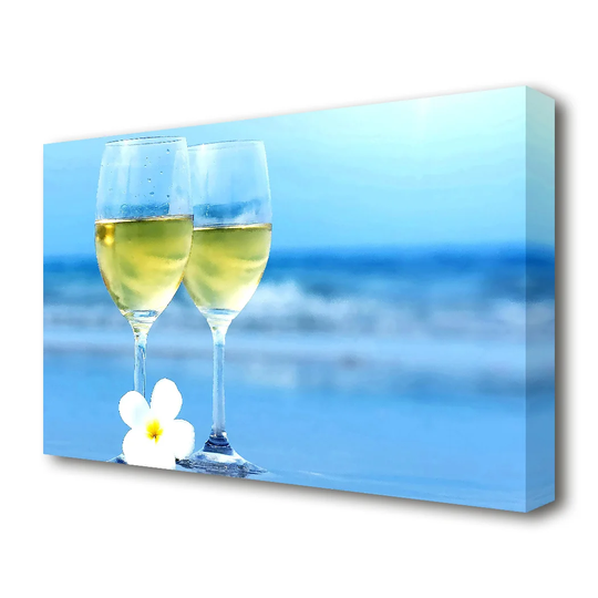 White Wine Glasses Kitchen - Photograph Print on Wrapped Canvas