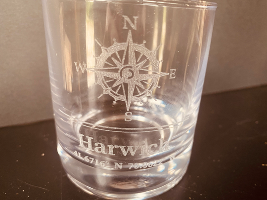 Location Coordinates Straight Up 9 Oz Rocks Old Fashioned Glass With Compass Rose Design