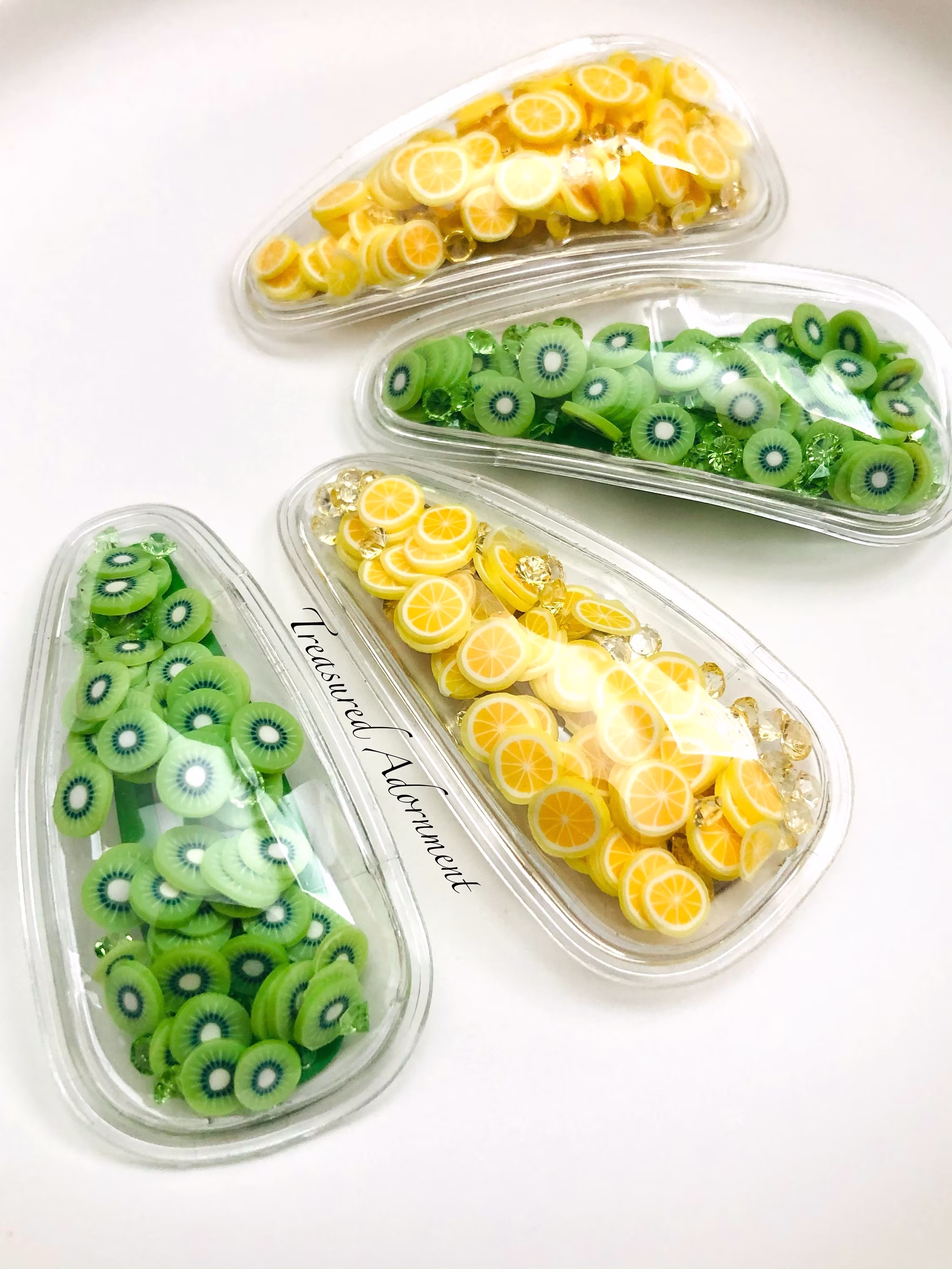 Shaker Snap Clips, Choose One, Kiwi Fruit, Lemon Filled Hair Children Baby Hair Accessories, Summer Clips