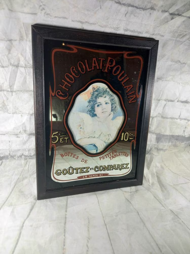 Vintage French Chocolat Poulain Advertising Mirror - Pub Bar