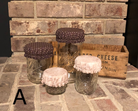 Reversible Sustainable Washable Cotton Fabric Jar Covers, Zero Waste Eco-Friendly