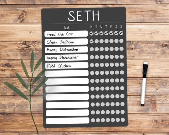 Personalised Chore Chart Whiteboard | Daily Responsibilities For Kids Custom Reward Dry Erase Board List Job