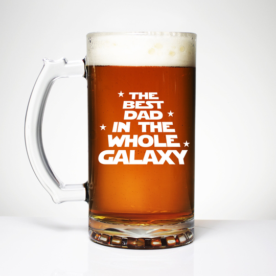 Best Dad in The Galaxy Custom Etched Beer Glass, Message For Him, Congratulations, Baby Gifts, Fathers Day, Gifts Him