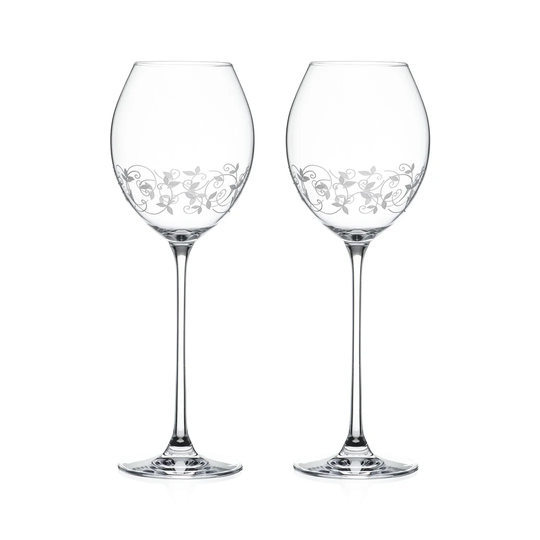 Two Arabesque White Wine Glasses