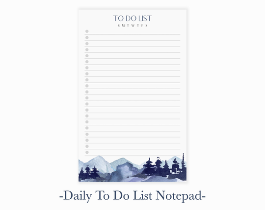 Watercolor Mountain To Do List Notepad | Daily Tasks Checklist Magnetic Pad For Fridge Magnet Desk