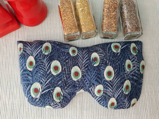 Peacockweighted Oragnic Eye Pillow, Gift For Yoga Lovers, Best Gifts, Strapless Weighted Organic Mask, Sustainable