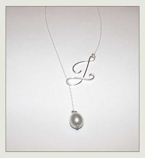 Initial With Pearl Drop Necklace, Birthday Gift, Wedding Jewelry, Bridal Bridesmaids Personalized Gift