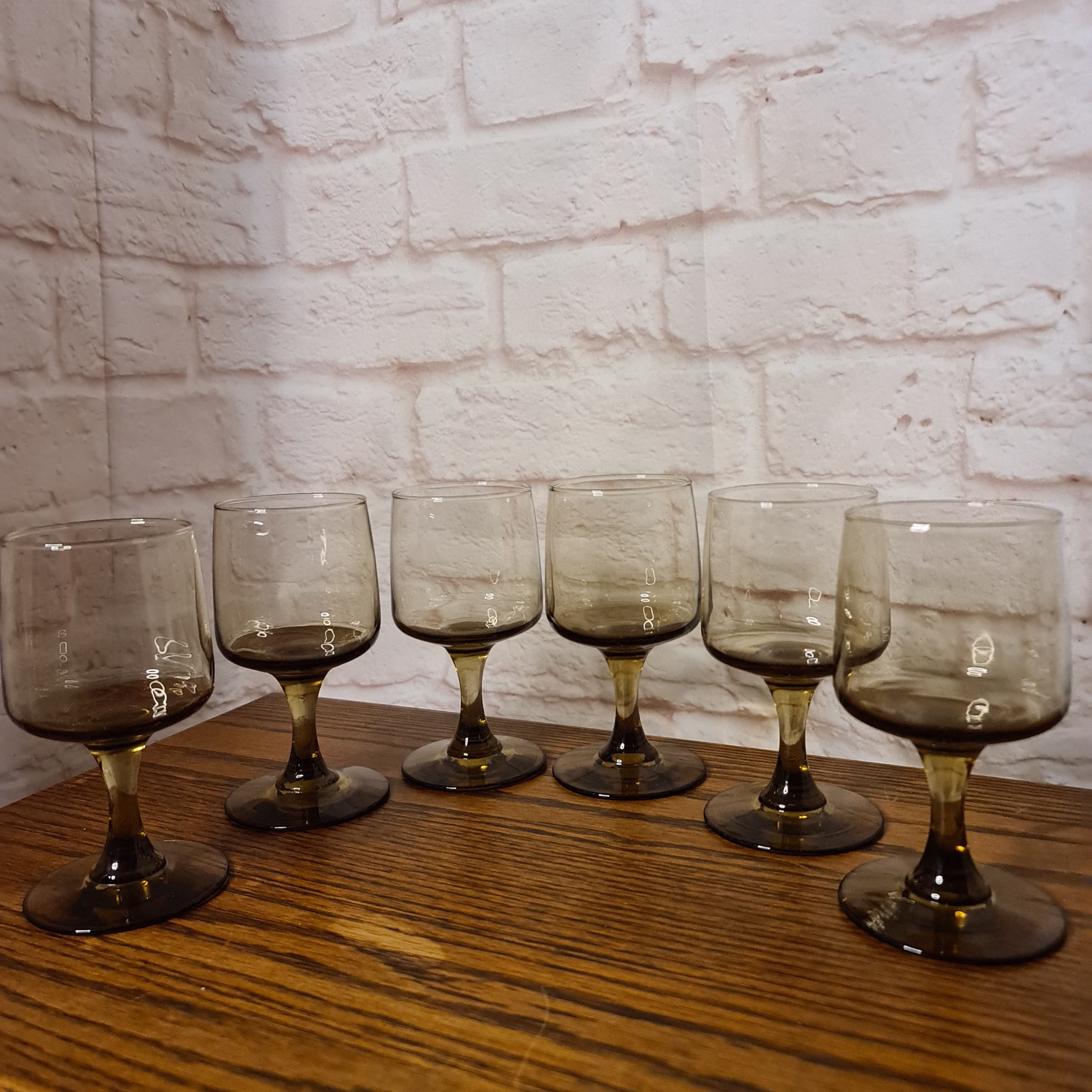 Amazing & Complete Mint Set Of 6 1970S Libby Tawny Accent Glasses