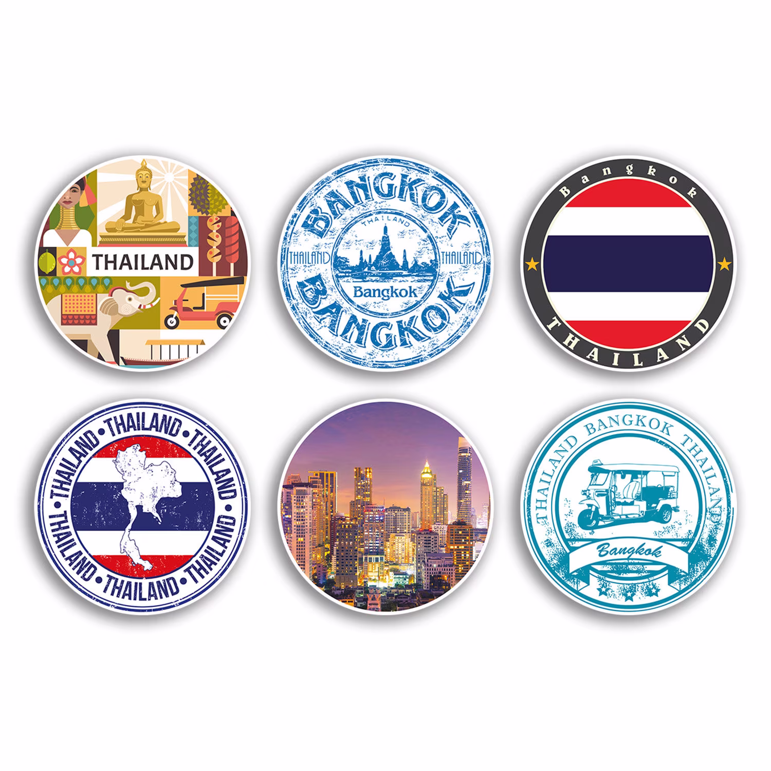 6 X 10cm Thailand Vinyl Stickers - Thai Country City Travel Map Flag Holiday Luggage Men Women Boys Girls Design Gift #78863