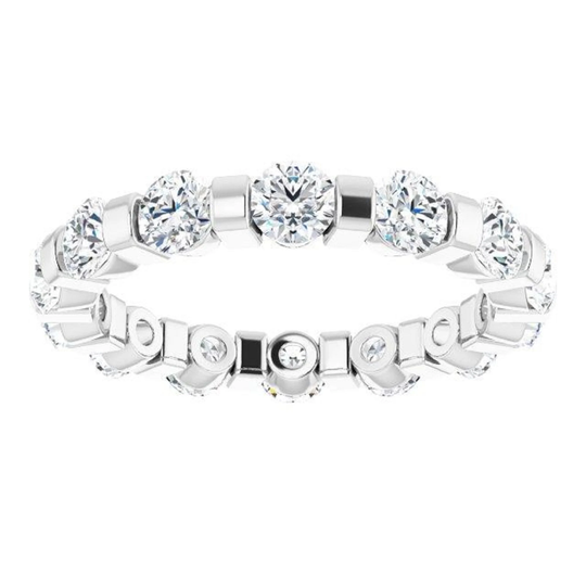 1.60 Ct. Round Diamond Eternity Band - 14K/18K White, Yellow, Rose Gold & Platinum 950, 3mm Natural Bar Set