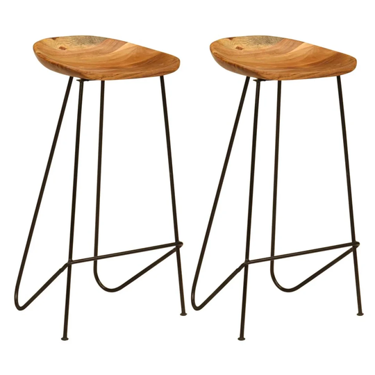 Bar Stools Set Of 2 Solid Acacia Wood