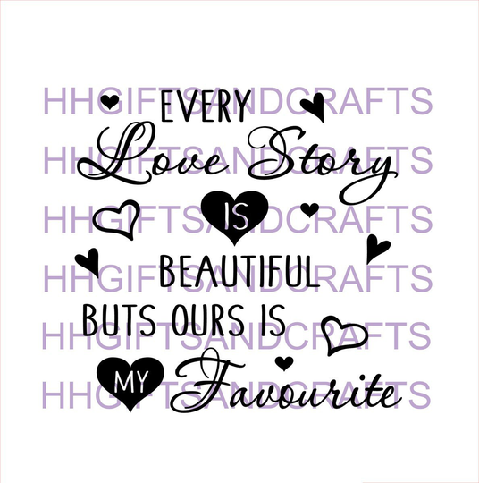 Every Love Story ....new - Vinyl Decal Transfer Frames Boxes Valentines Decal- Day Couples
