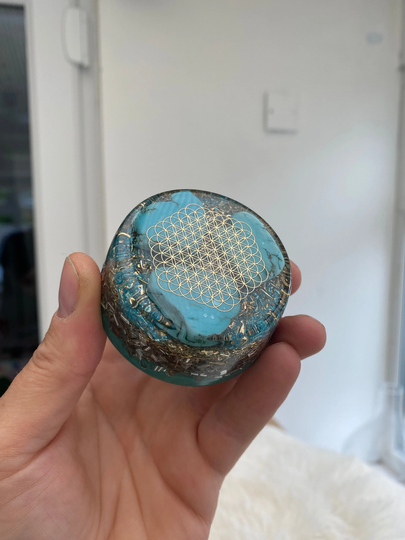 Orgonite® Tower Buster Orgone Energy Turquoise Crystals, Crystals, Home Protection, Reiki Healing Gifts, Sacred Geometry