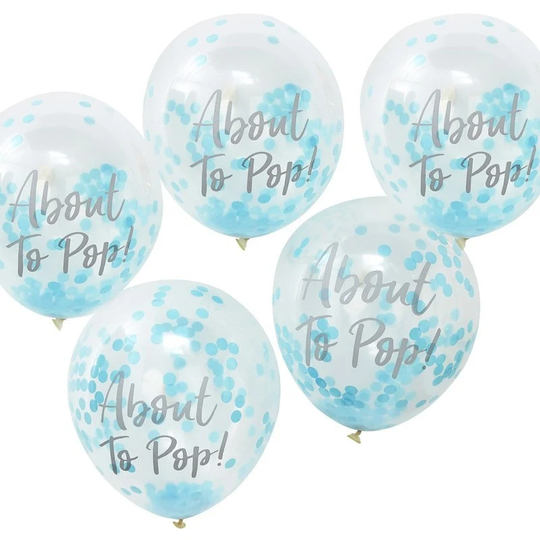About To Pop Baby Shower Balloon//Blue Confetti Balloons/Baby Decorations/Party Decorations/stylish Party Balloons/Oh Boy