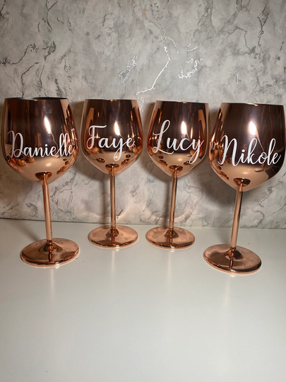 Personalised Rose Gold Wine Glass | Stainless Steel Lover Gift Gifts For Her Birthday Anniversary Present