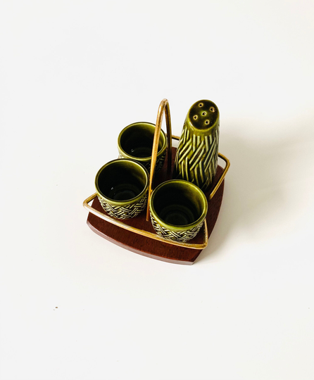 Vintage Retro Wyncraft Crown Devon Condiment Set & Tray