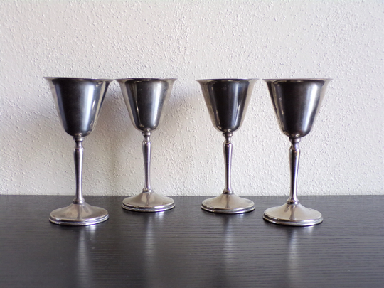 Four Small Chalices - Metal Wine Goblet Vintage Home Decor Bar Drinkware Kitchenware Lover Present Unique Birthday Gift