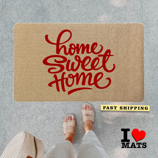 Home Sweet Doormat, Indoor/Outdoor Durable Non Slip Rubber Monogram Rug, Funny Mats, Customized, No Shoes Doormat