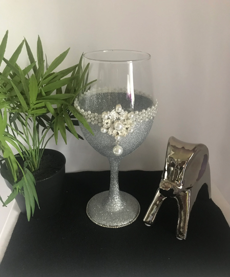 Pearl Flower Silver Wine Glass Candle Holder | Custom