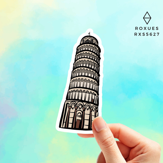 Tower Of Pisa Sticker, Travel Monuments Laptop Decal Water Bottle Sticker