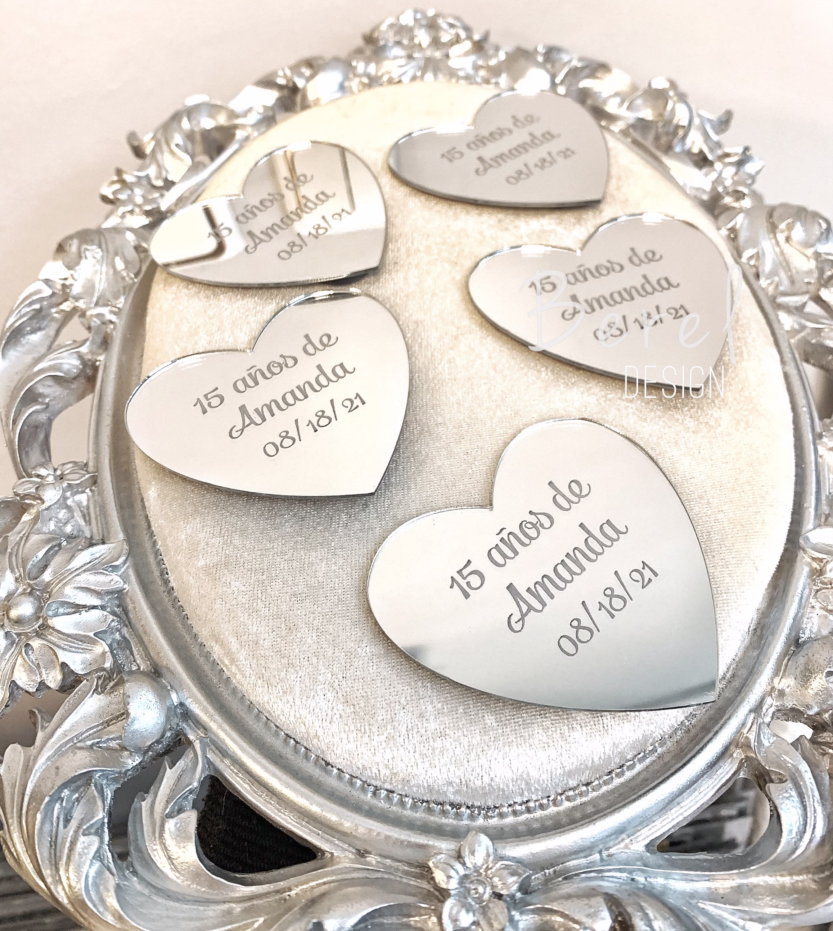 Heart Acrylic Mirror Magnet, Valentines Day Gifts, Laser Cut, Personalized Gift, Wedding Favor, Save The Date, Engagement Gift