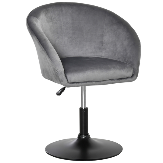 HOMCOM Swivel Bar Stool Fabric Dining Chair Dressing Stool with Tub Seat, Back, Adjustable Height, Grey NEXT DAY DELIVERY | Aosom Ireland