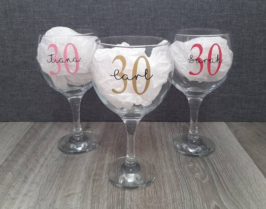 Personalised 30Th Birthday Gift For Her - Gin Glass 18Th Girl 21st 40Th Gifts Women