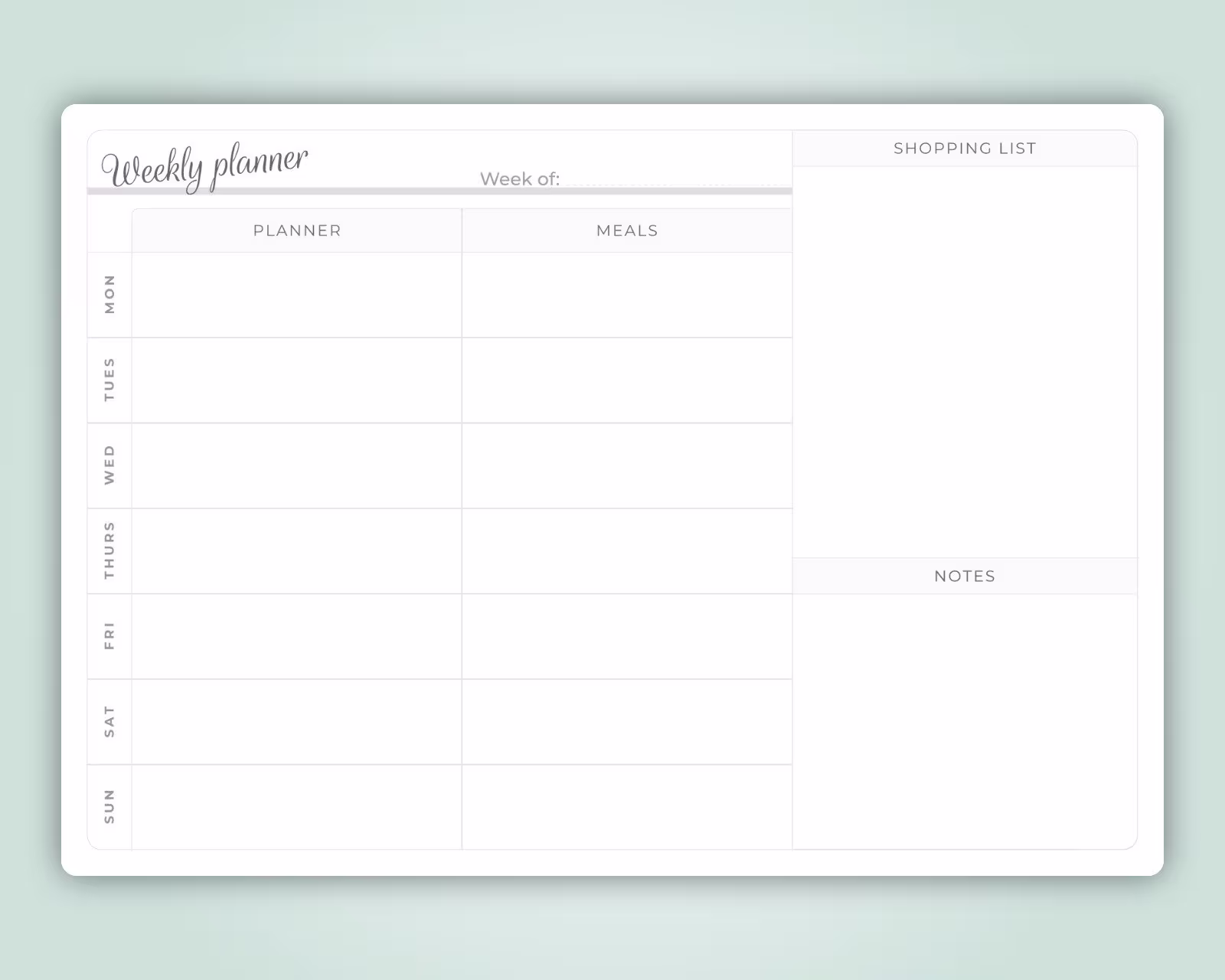 Personalised Dry Wipe Whiteboard Weekly Family Organiser/Planner. Available in Different Colours
