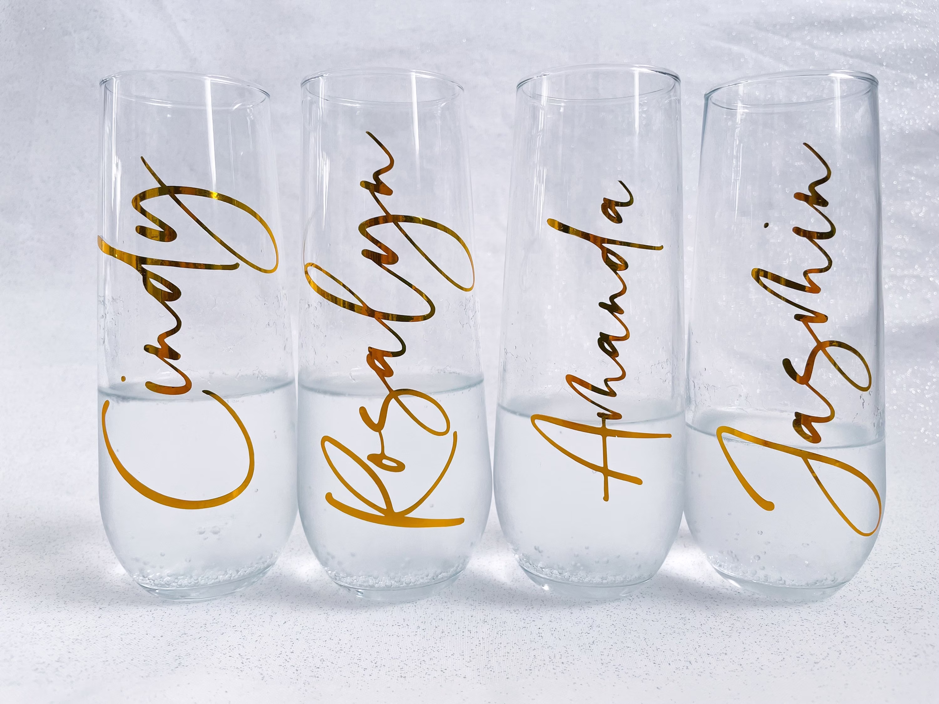 Champagne Flute - Stemless Glass Personalized Bridesmaid Gifts -Proposal Gift For Her