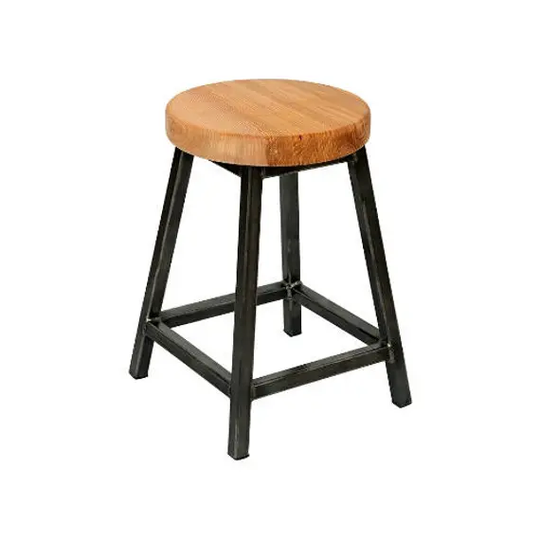 Charlotte Ashton - Low Chunky Square Frame Bar Stool With Ash Seat