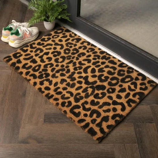 Leopard Print Coir Doormat 90x60cm