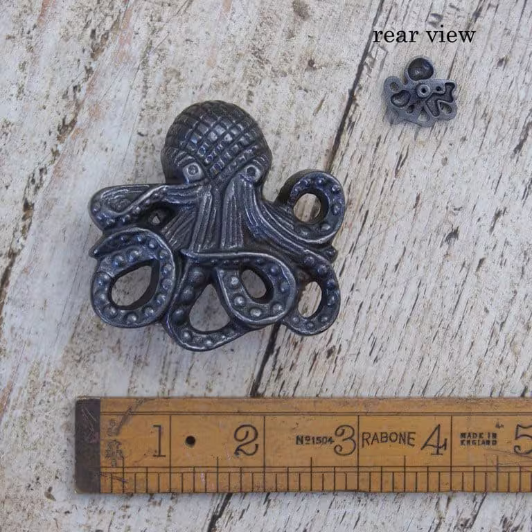 Octopus Kraken Cast Iron Antique Style Knob Handle 75mm Upcycle Industrial Oct1