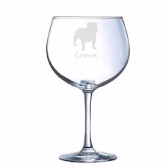Personalised British Bulldog Engraved Gin Glass, Bulldog Gift, Dog Gift, Gin