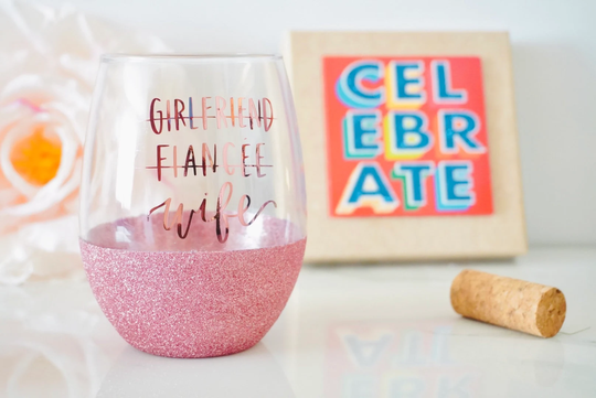 Girlfriend Fiancee Wife, Future Mrs, Gift For Newlywed, Just Married Gifts, Fiancee, Wedding Gift Bride, Rose Gold Wine Glass