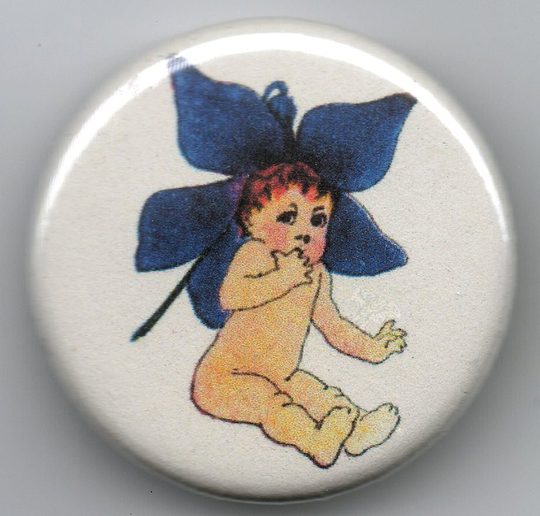 Baby & Violet 1.25 Inch Pinback Button Vintage Illustration