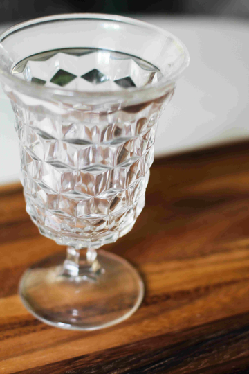 Fostoria Diamond Cube Cut Glasses - Vintage American Elegant Wine Goblet- Sold in Pairs