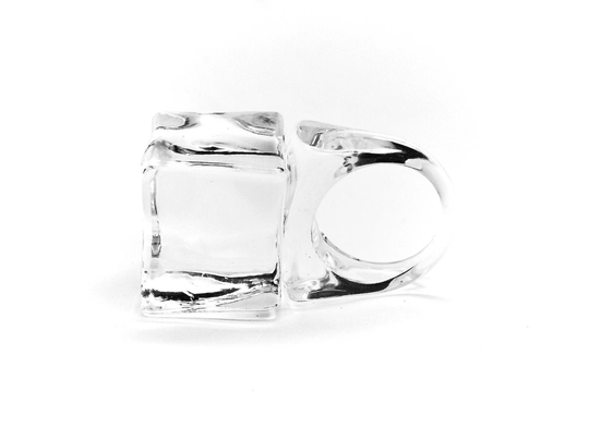 Clear Cube Ring. Resin Jewelry. Ring, Transparent Lucite Ice Minimalist Translucent Statement Acrylic Ring