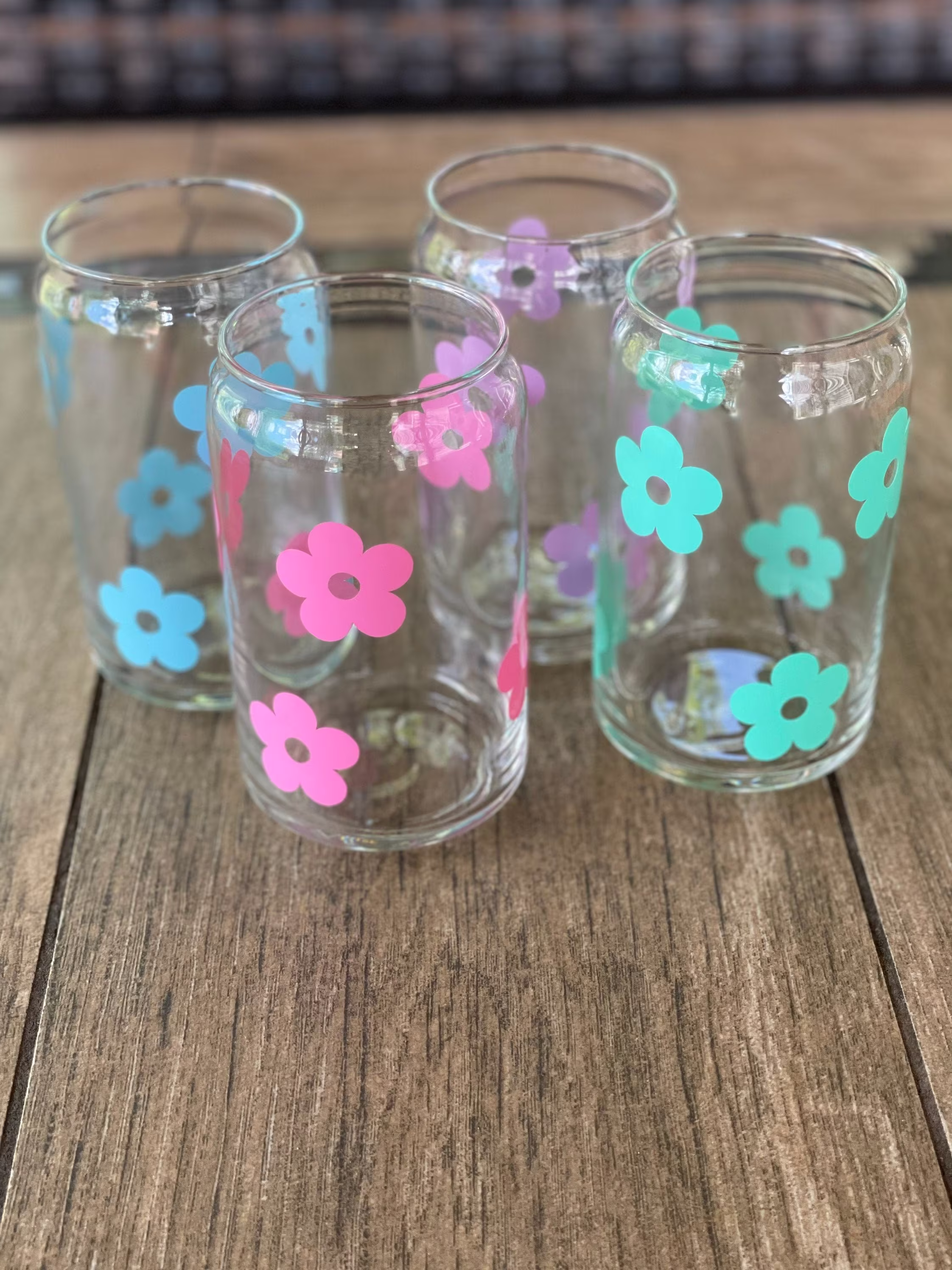 Retro Flower Soda/Beer Glass, Soda Glass Can, Beer Iced Coffee