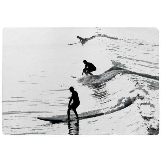 Patino Surfers Designer Shaggy Black/White/Grey Rug