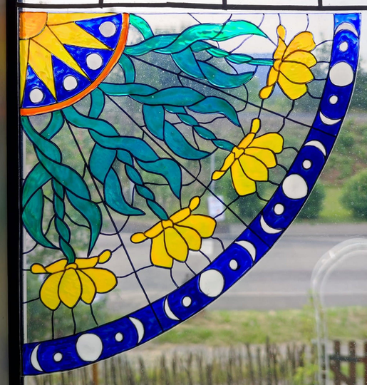 Wicoart Sticker Window Color Cling Stained Glass Vitrail Art Decal Summer Corner
