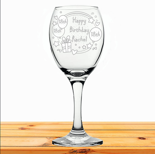 Personalised Engraved Wine Glass Gift Birthday Gifts Present 18Th 21st 30Th 40Th 50Th 65Th Retirement